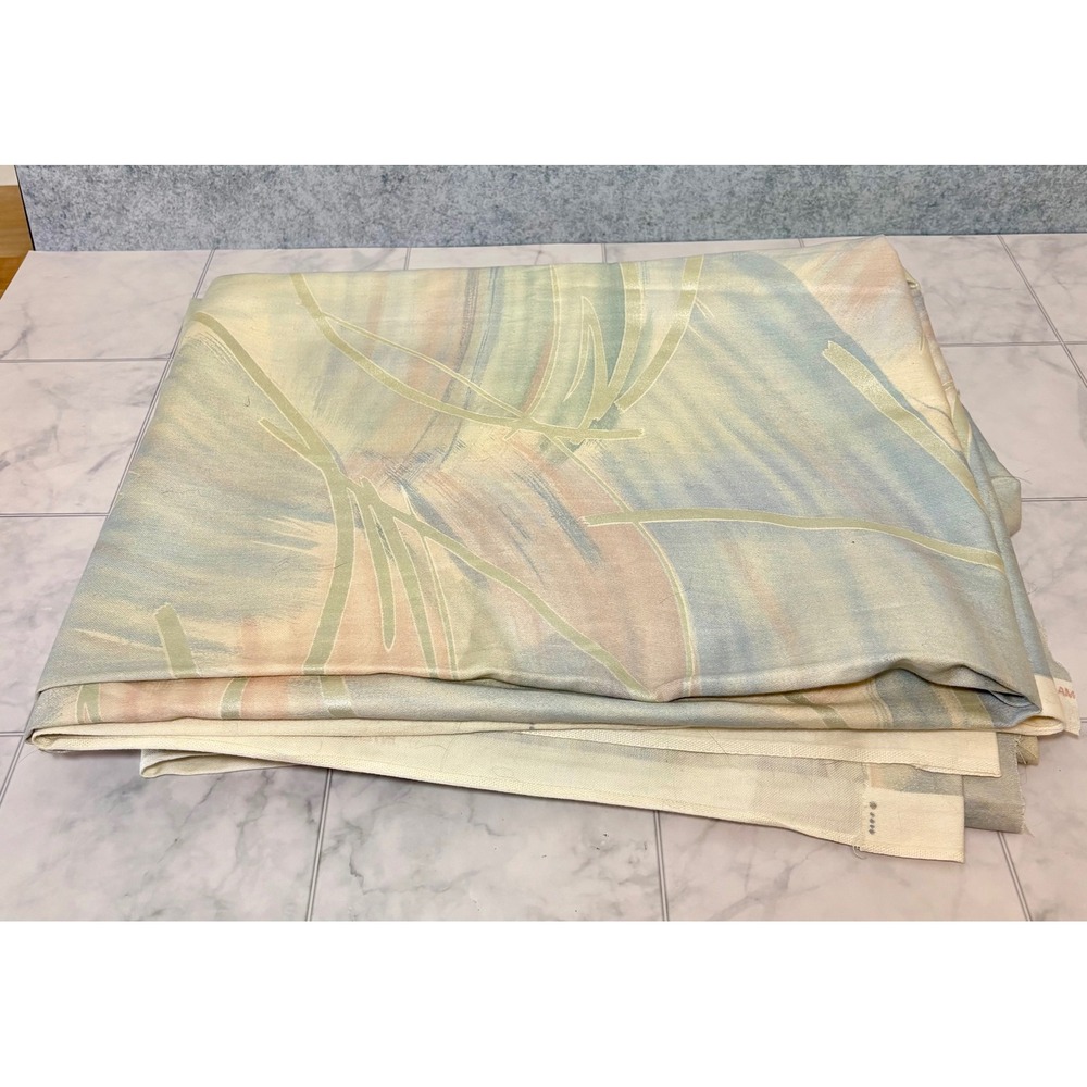 Vintage 80s 90s Abstract Watercolor Fabric Lot Blue Lavender 2 Pieces Remnants